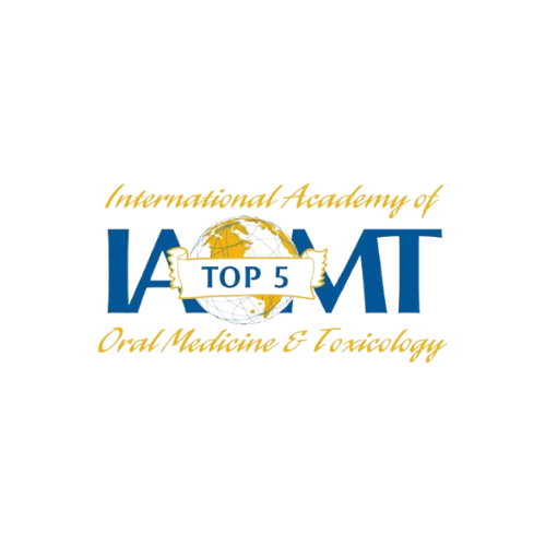 Logo of the International Academy of Oral Medicine & Toxicology, featuring "TOP 5" and a globe design.